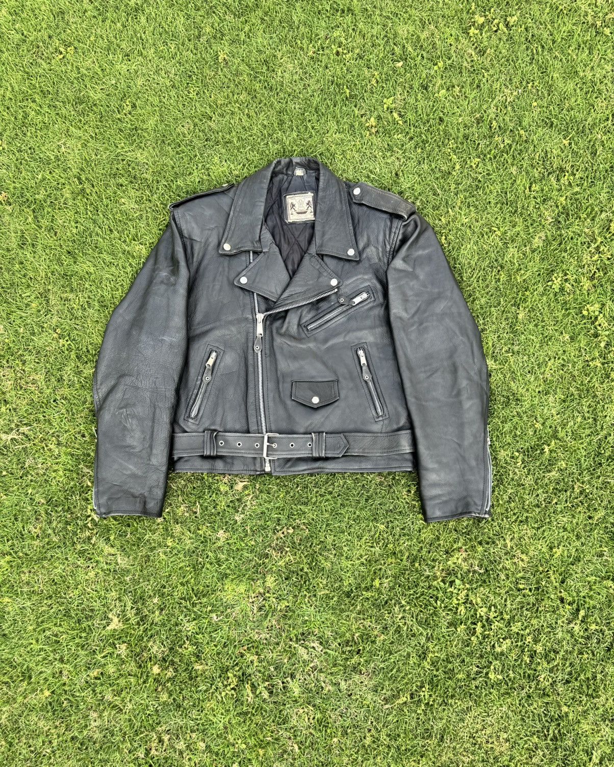 Vintage vintage distressed black BLL genuine cowhide leather biker Size US M / EU 48-50 / 2 - 2 Thumbnail