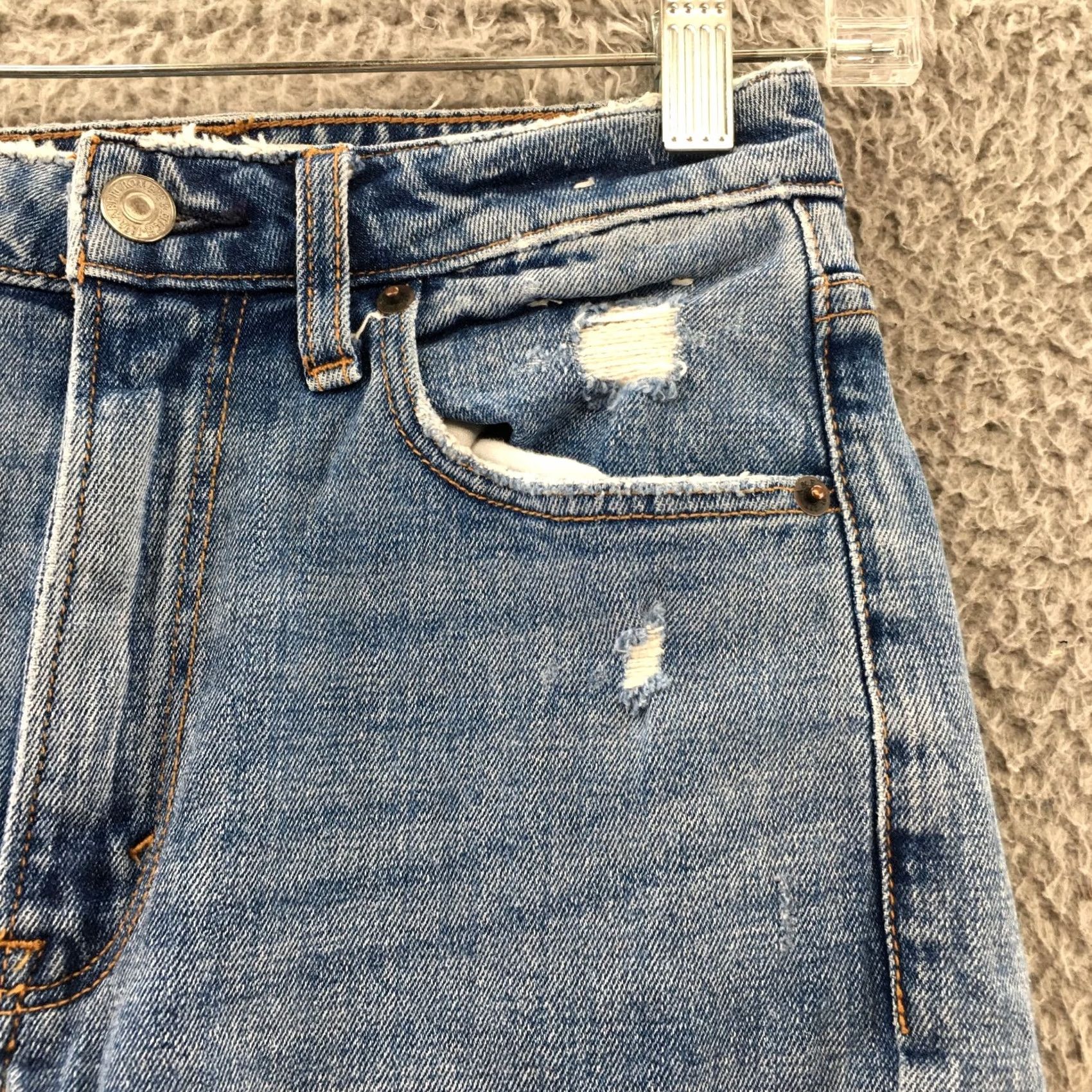 Abercrombie & Fitch Abercrombie & Fitch The Skinny Jeans Womens 23/000R Blue Denim Denim Jeans Slim Regular 5-Pocket Distressed Stretch Womens Size 40" / US 18 - 5 Thumbnail