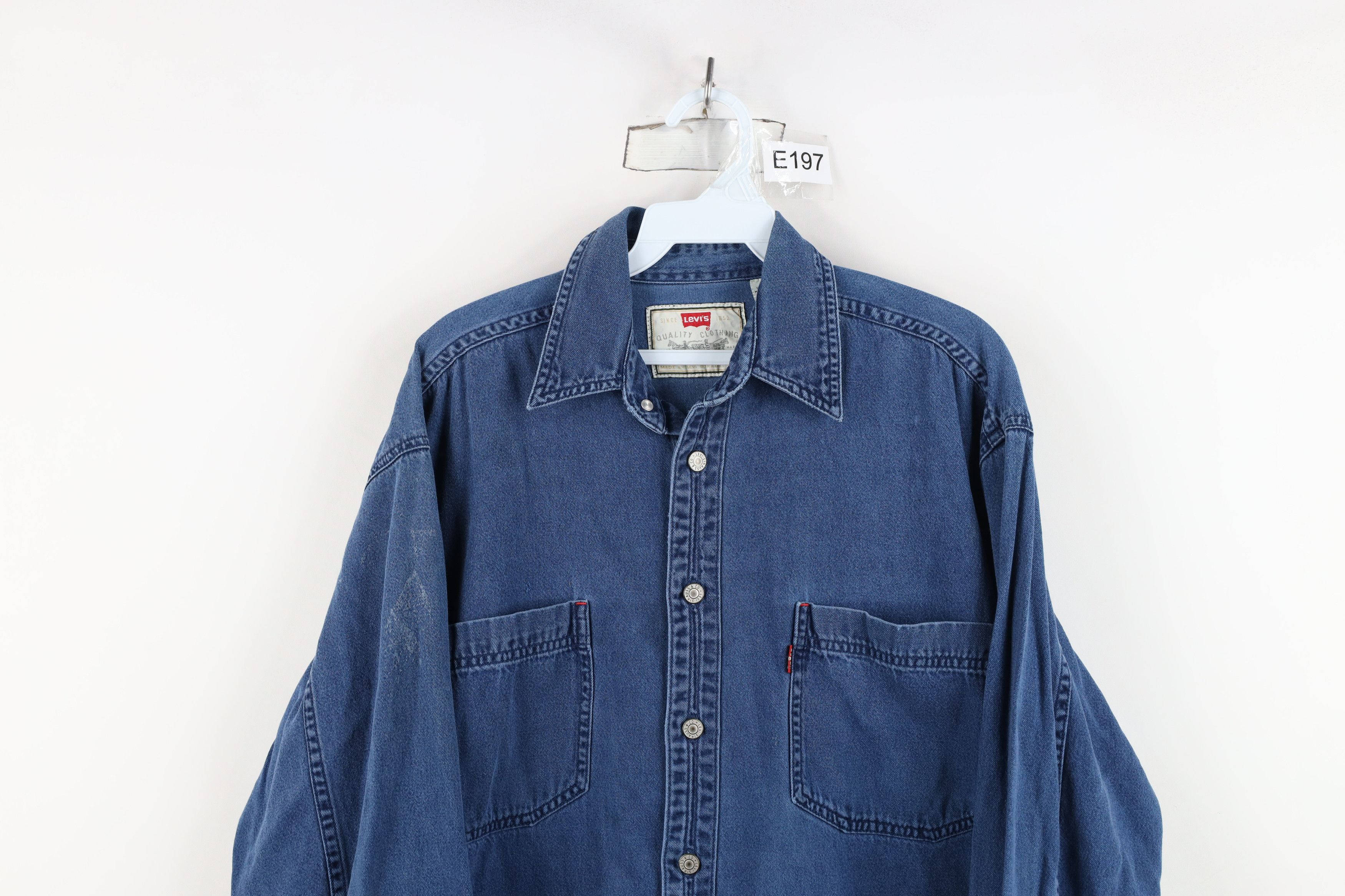 Levi's Vintage 90s Levis Denim Jean Collared Button Shirt Blue Size US M / EU 48-50 / 2 - 2 Thumbnail