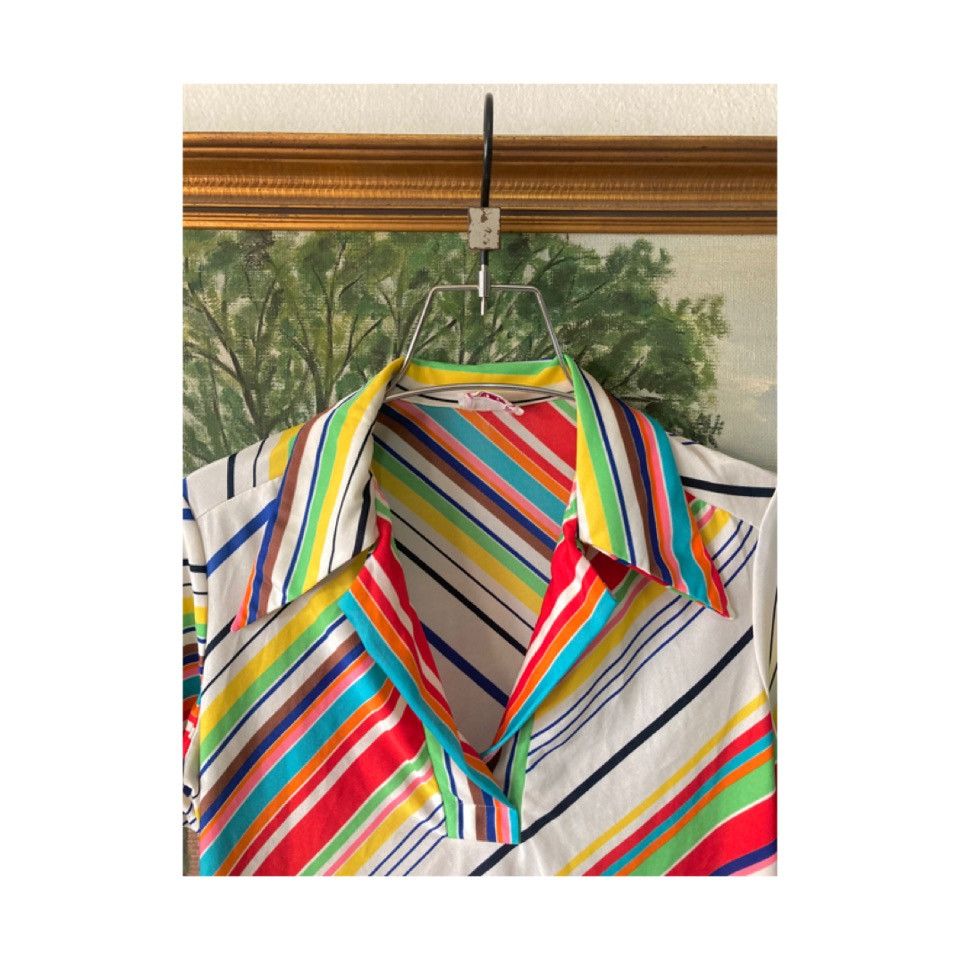 Neiman Marcus 70’s Neiman Marcus Vibrant Striped Polo Shirt Size S / US 4 / IT 40 - 2 Thumbnail