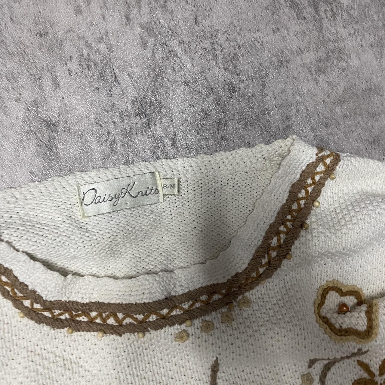 Other White and brown embroidered sweater with lace detailing Size US M / EU 48-50 / 2 - 4 Thumbnail