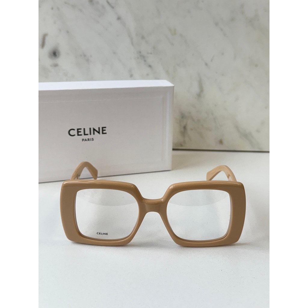Celine NEW Celine CL50121I Triomphe Eyeglasses Frames Beige Size ONE SIZE - 6 Thumbnail