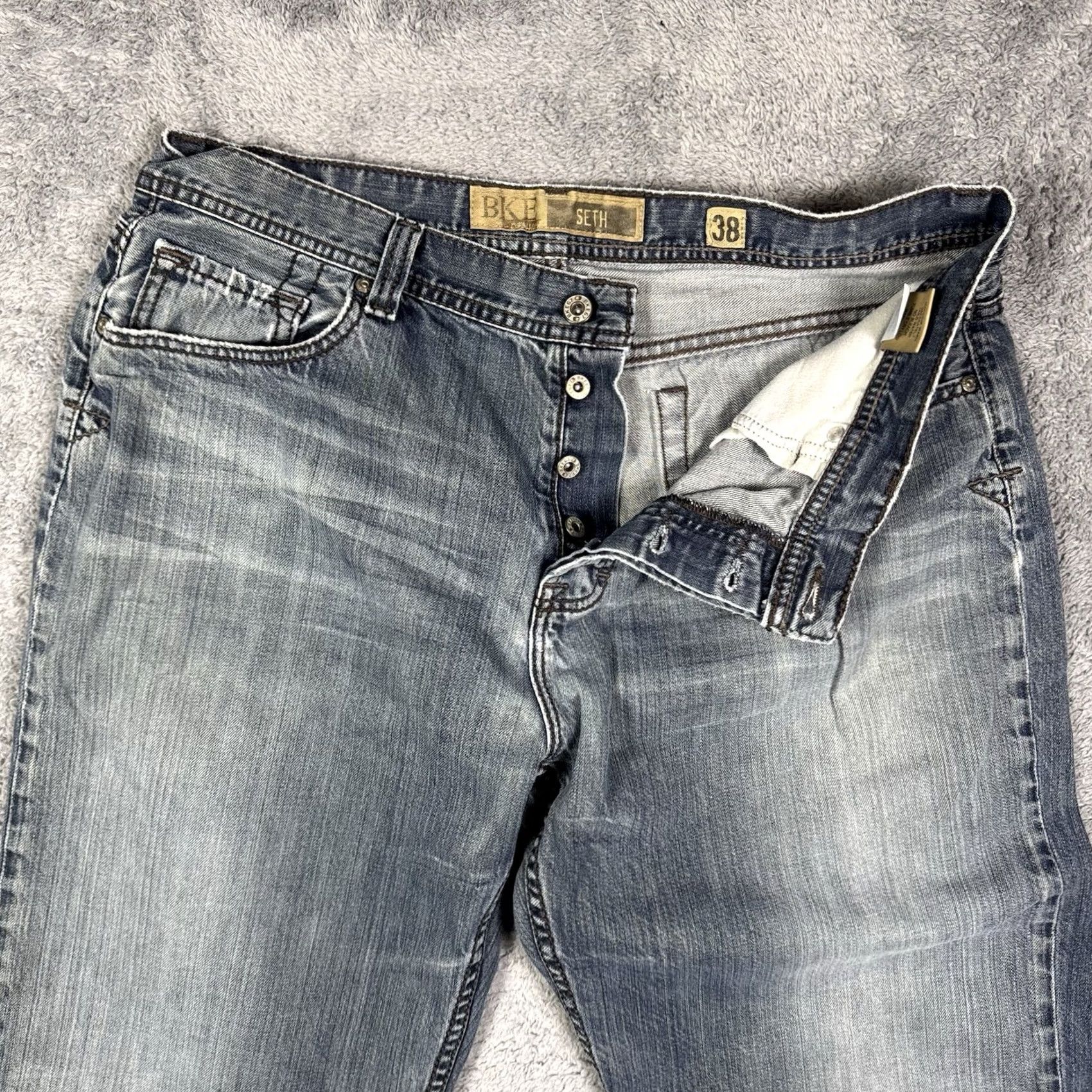Vintage BKE Jeans Mens 38x34 Seth Bootcut Button Fly Whisker Cowboy Baggy Y2K Grunge Jeans Size US 38 / EU 54 - 2 Thumbnail