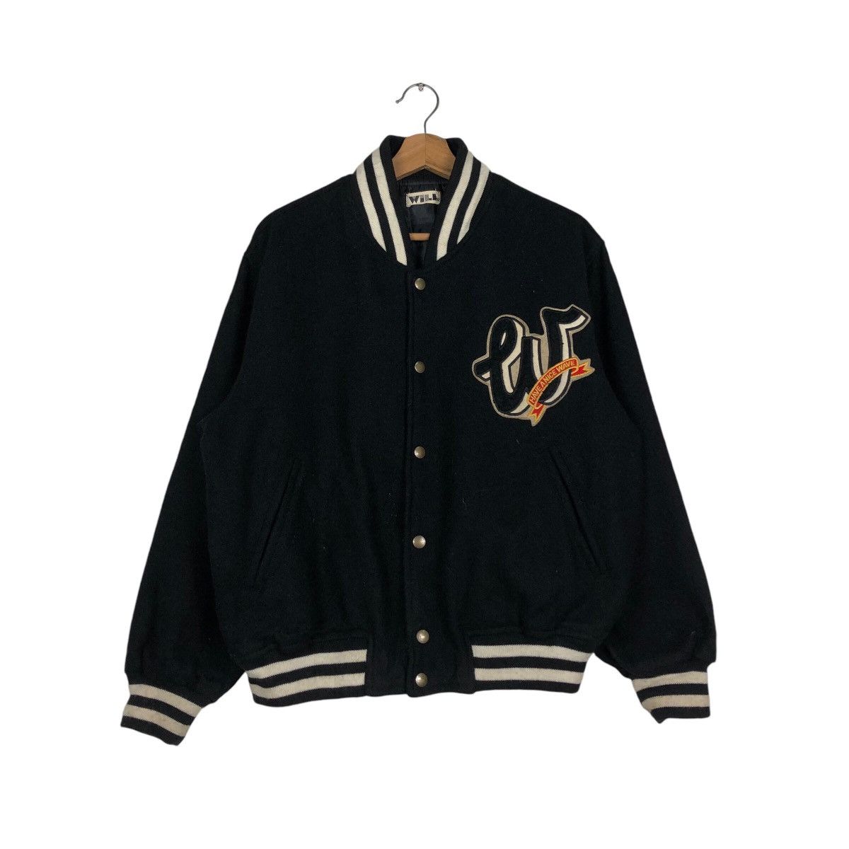 Japanese Brand 📌Vintage Wool Bomber Jacket Big Logo Will Size US M / EU 48-50 / 2 - 2 Thumbnail