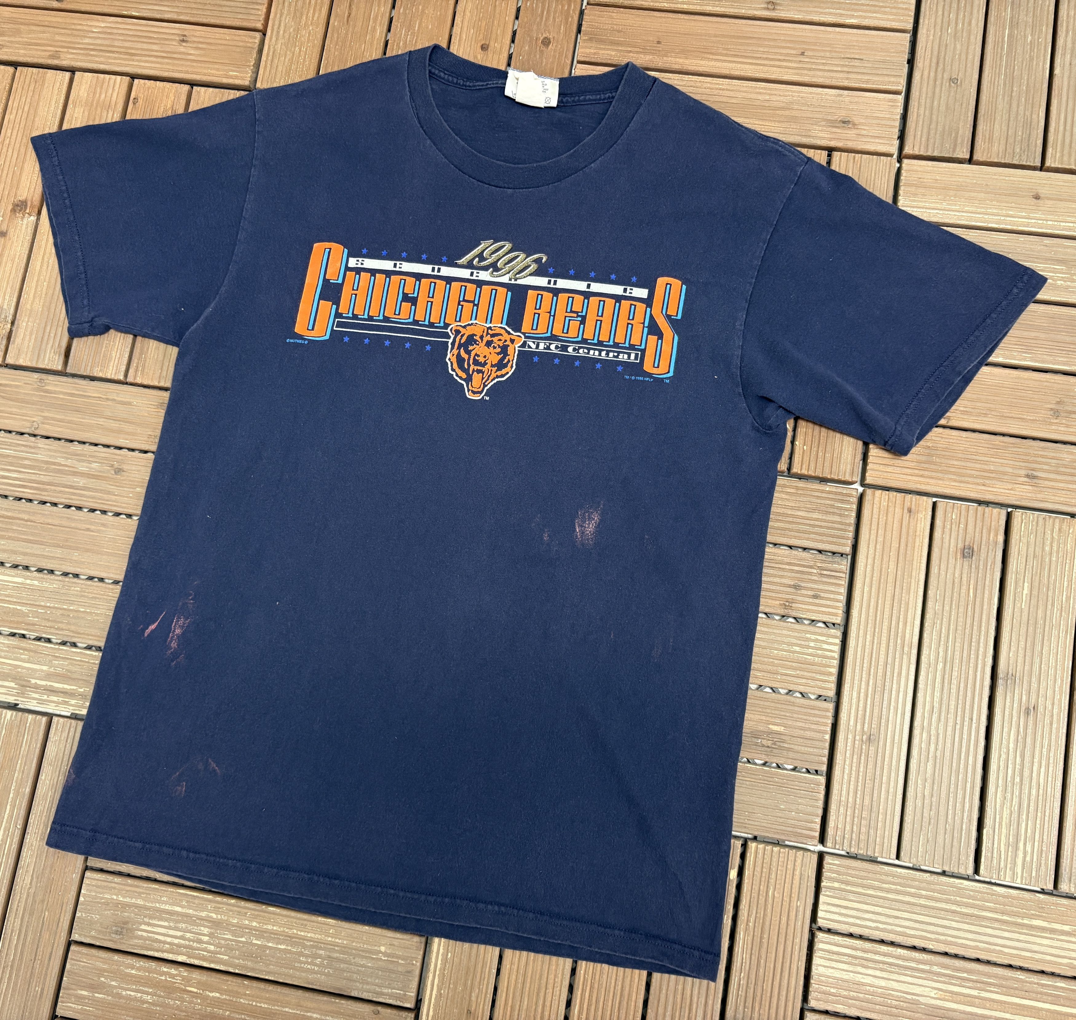 Vintage Chicago Bears 1996 Schedule Vintage Blue T-Shirt Tee Size US L / EU 52-54 / 3 - 4 Thumbnail