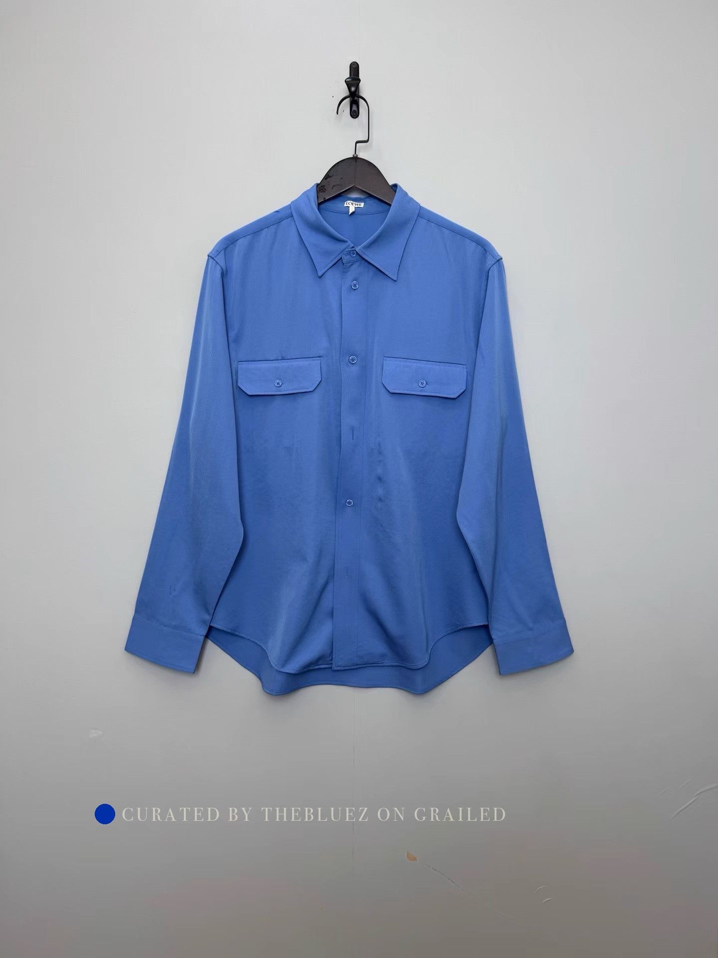Loewe Soft Blue Wool Long Sleeve Collared Shirt Size US XL / EU 56 / 4 - 1 Thumbnail