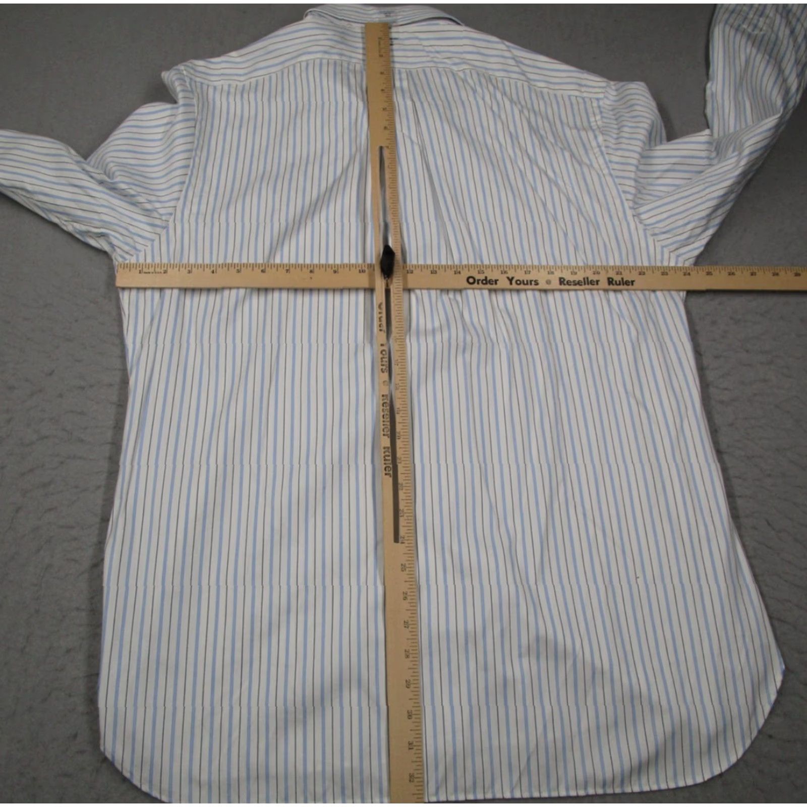 Ralph Lauren VINTAGE Ralph Lauren Dress Shirt Men 17.5 44 Blue White Striped Long Sleeve Button Down Business Casual Classic Size 44R - 7 Thumbnail