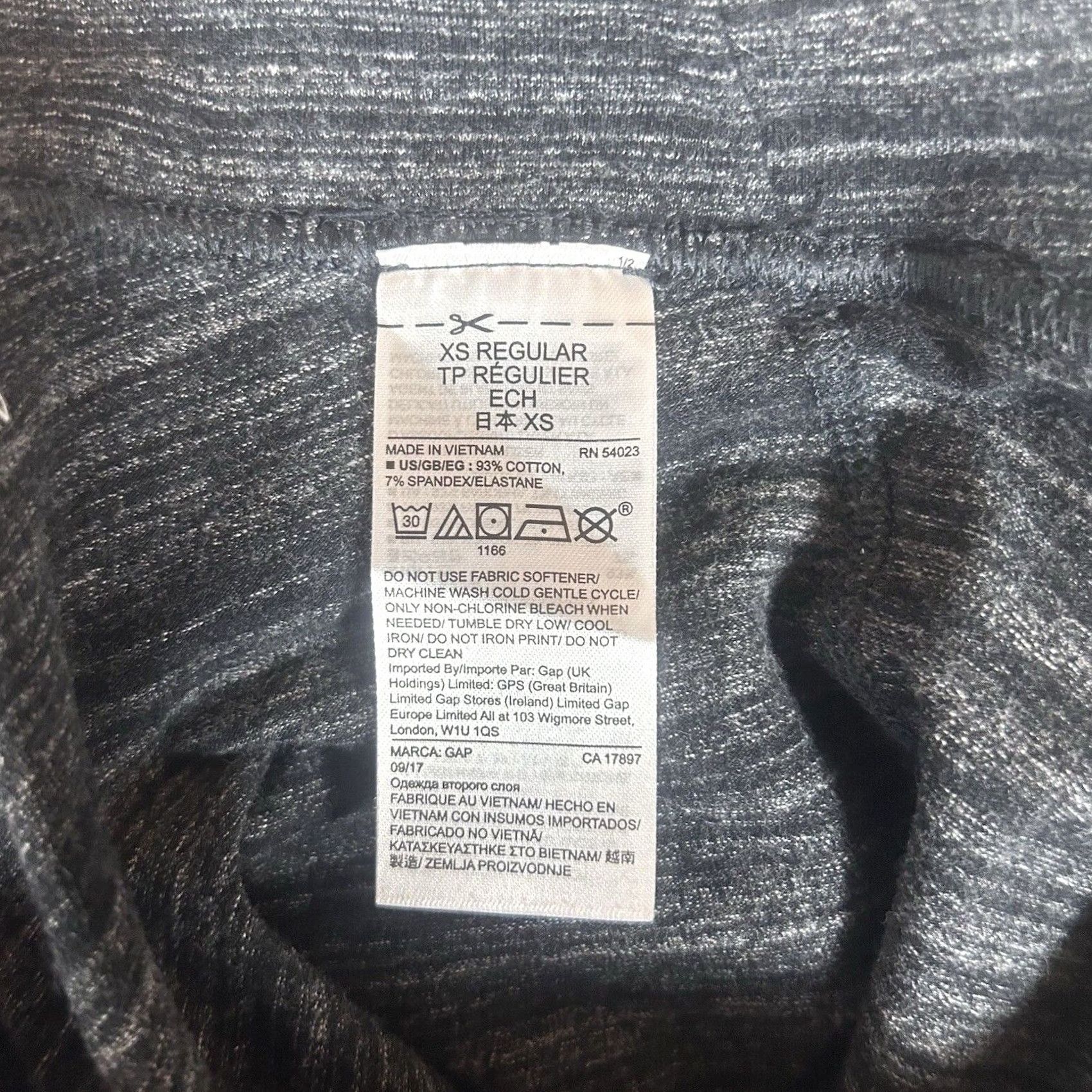 Gap VINTAGE GapFit Performance Cotton Leggings Womens XS Gray Striped Athletic Yoga Gym Run Size 26" / US 2 / IT 38 - 3 Thumbnail