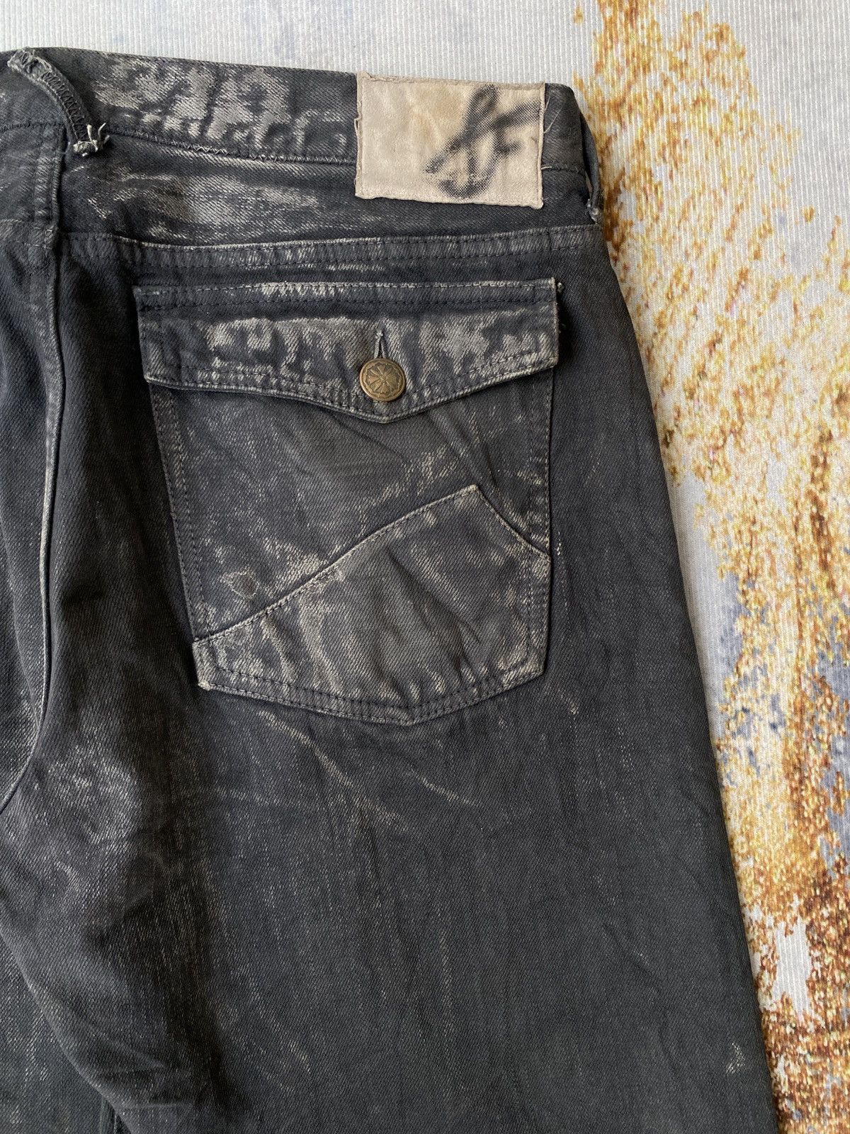 If Six Was Nine Flared Baggy Soul Of Freedom Waxed Denim Size US 33 - 15 Thumbnail