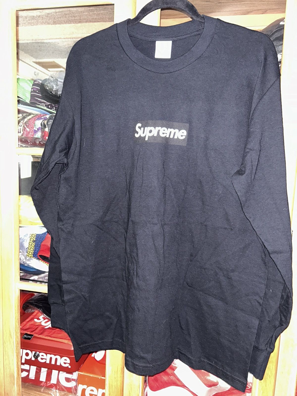 Supreme Supreme Box Logo L/S Tee (Navy) | Grailed