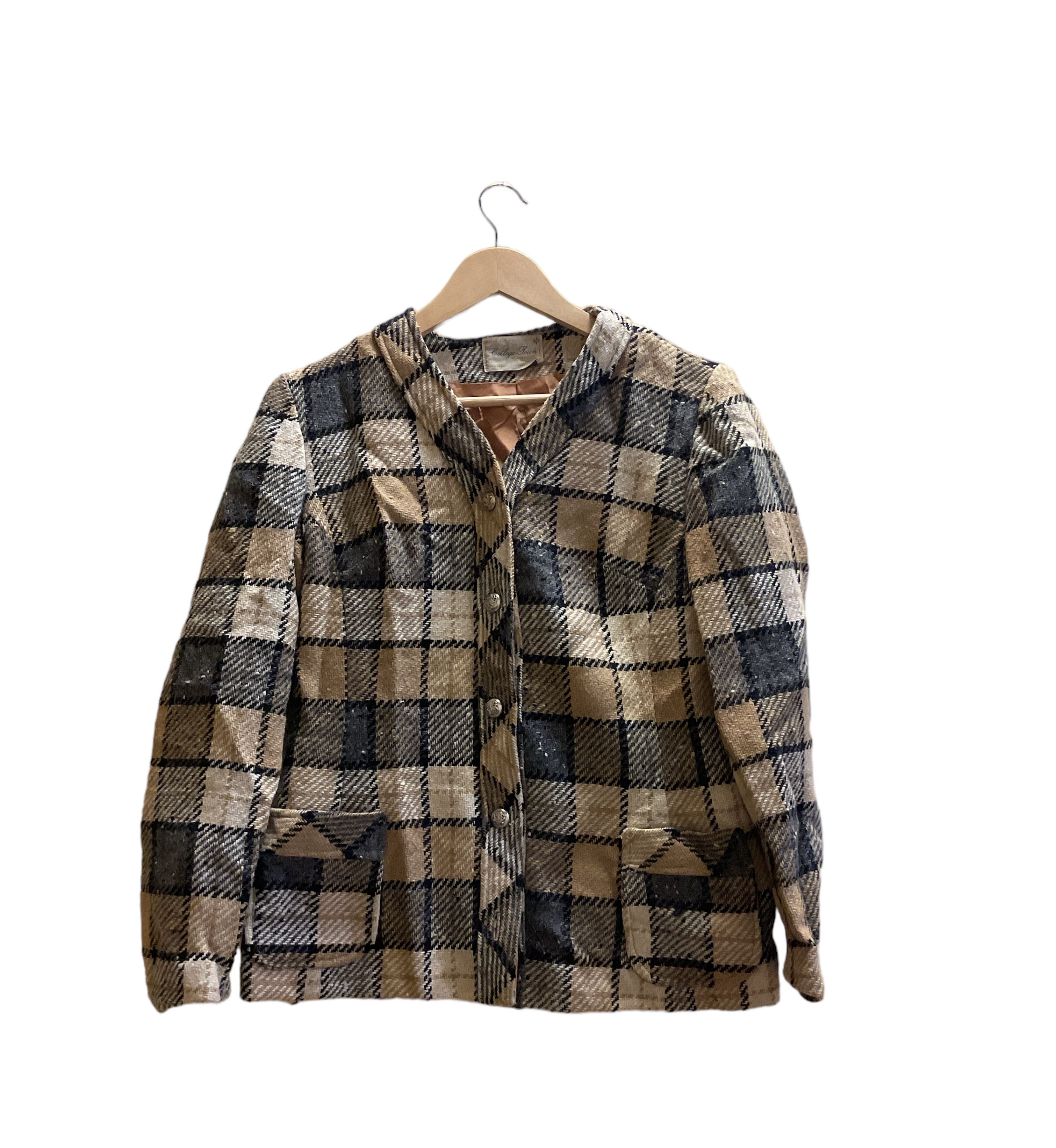 True Vintage Plaid Button Up Blazer