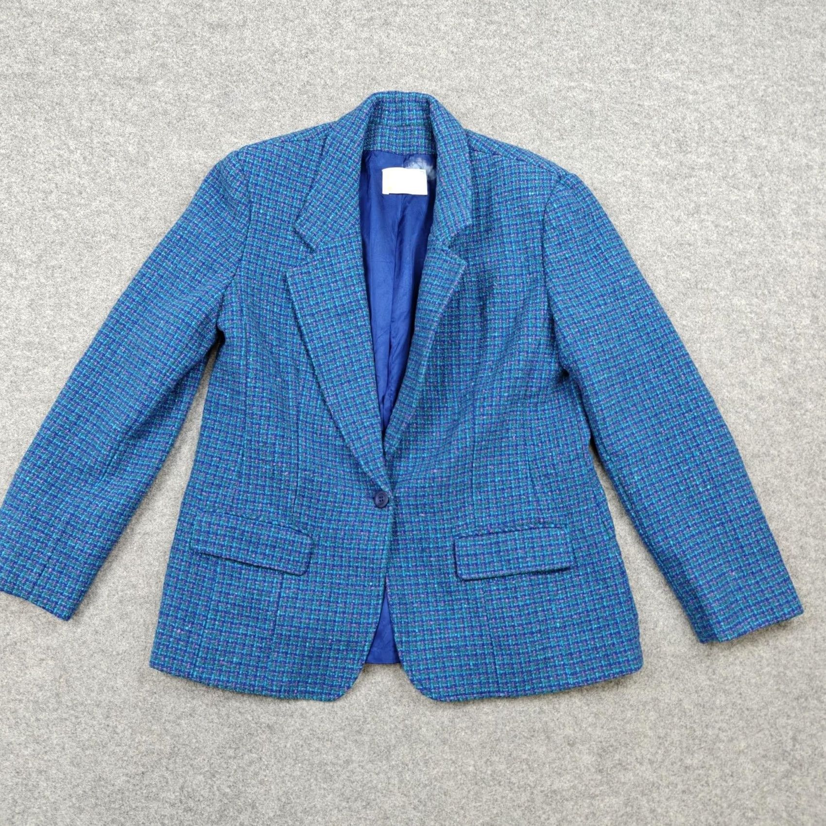 Pendleton VINTAGE Pendleton Skirt Suit Womens 12 Blue Blazer Wool Check Tweed One Button Lined Size XL / US 12-14 / IT 48-50 - 2 Thumbnail