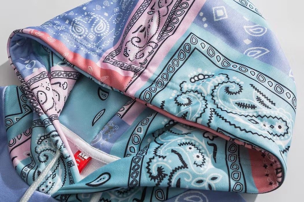 Japanese Brand Bandana Patchwork Blue Hoodie Size US L / EU 52-54 / 3 - 7 Thumbnail