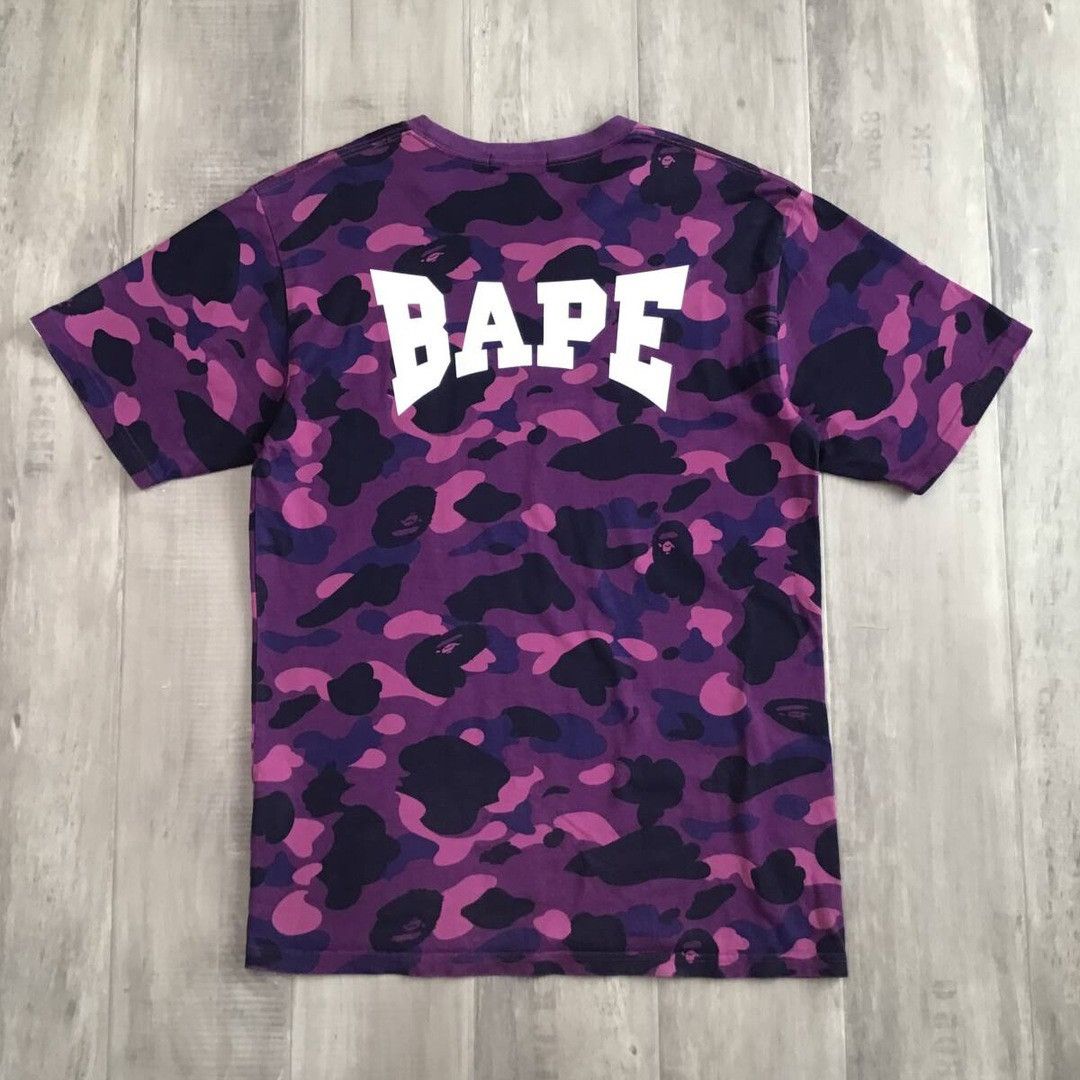 Bape Purple camo BAPE logo T-shirt a bathing ape Size US L / EU 52-54 / 3 - 3 Thumbnail