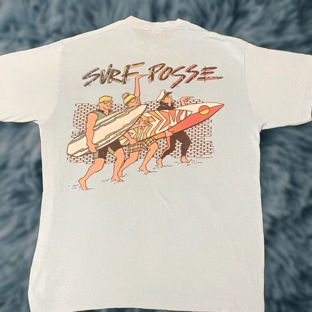 Vintage VINTAGE Surf Posse Surfer Skate Shirt Mens XL Blue 90s 80s Size US XL / EU 56 / 4 - 1 Thumbnail