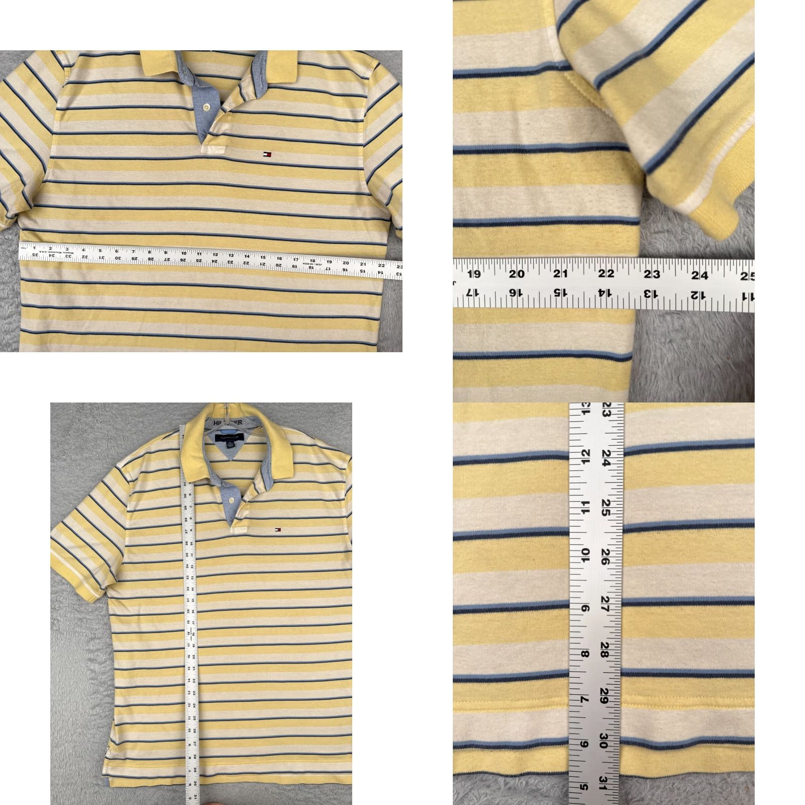 Tommy Hilfiger Tommy Hilfiger Polo Shirt Men 2XL Yellow Blue Stripe 100% Cotton Slim Fit Casual Polo Shirt Mens Size US XXL / EU 58 / 5 - 8 Thumbnail