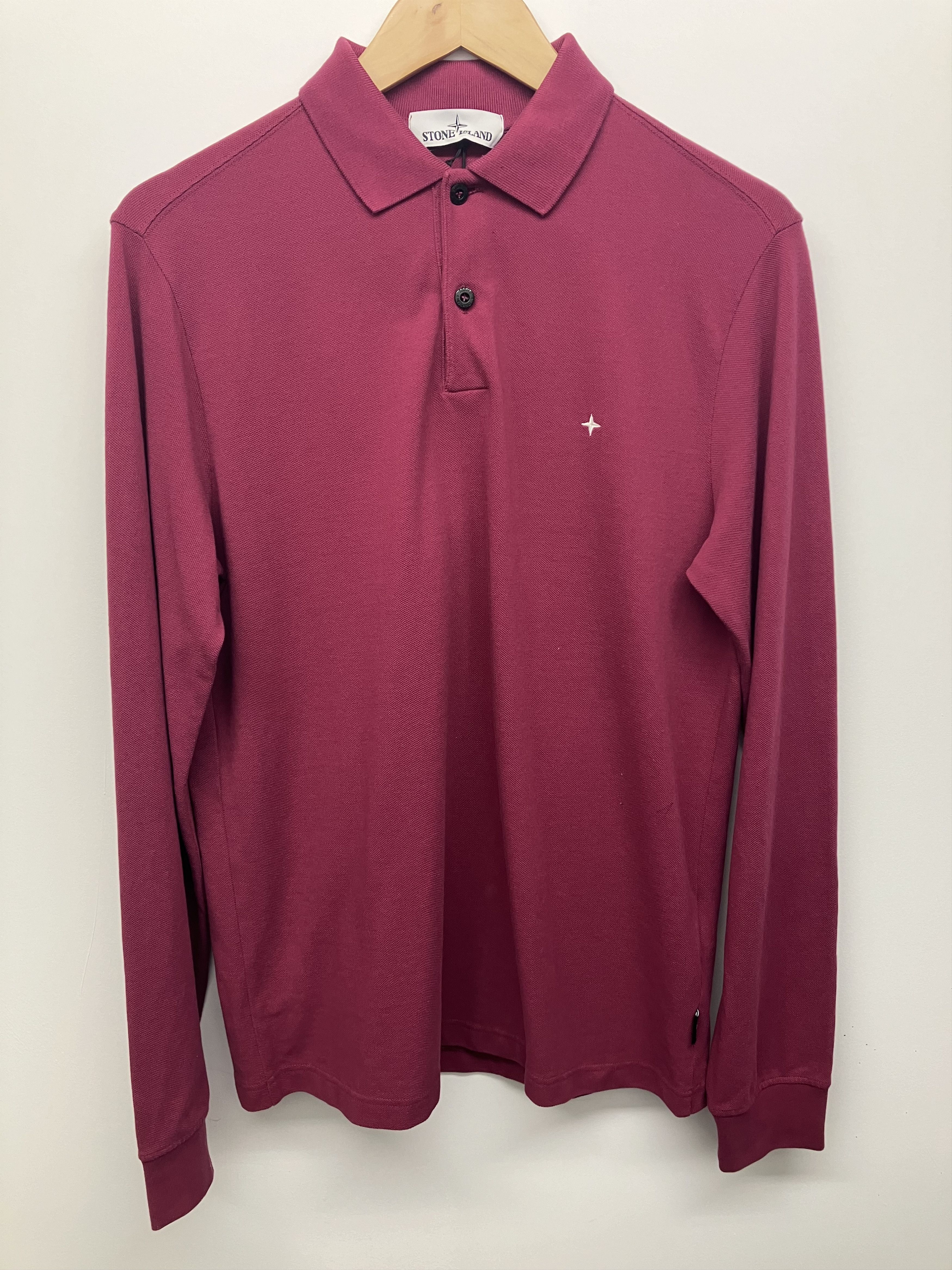Stone Island Long Sleeve Polo Shirt Magenta