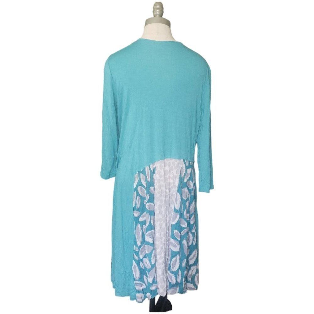 Designer CT1457 Chalet et Ceci Knee Length Button Front Aqua Tunic M Size M / US 6-8 / IT 42-44 - 2 Thumbnail