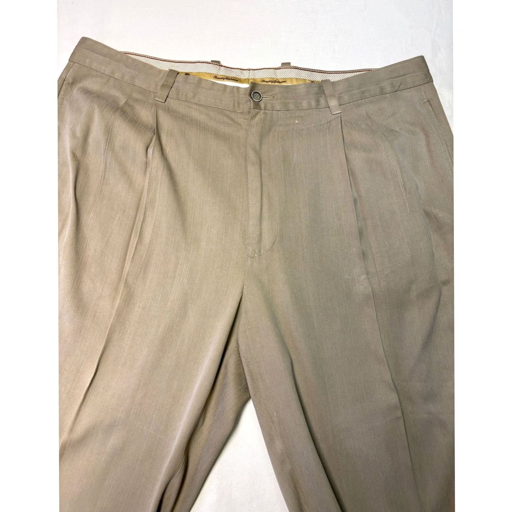 Tommy Bahama Tommy Bahama Mens Pleated Dress Pants Silk Rayon Blend Khaki 38x32 Size US 38 / EU 54 - 3 Thumbnail