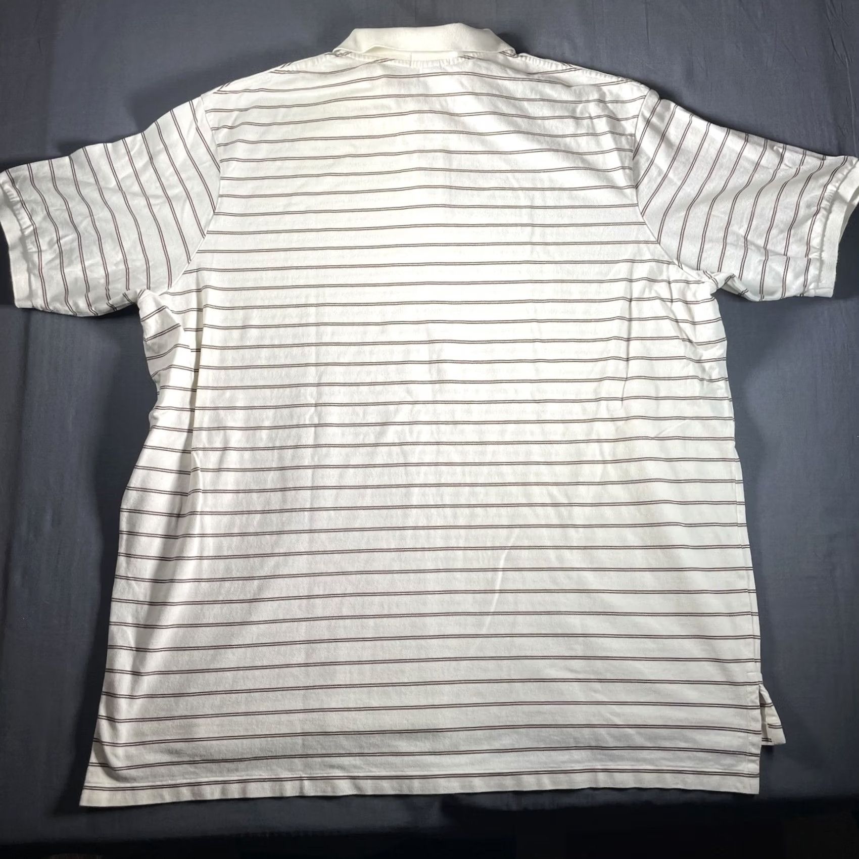 Polo Ralph Lauren VINTAGE Polo Ralph Lauren Polo Shirt Mens 4XLT Tall White Brown Stripe Green Pony Logo Classic Casual Shirt Mens 4XLT Adjustable Big & Tall Tee Size US XXL / EU 58 / 5 - 5 Thumbnail