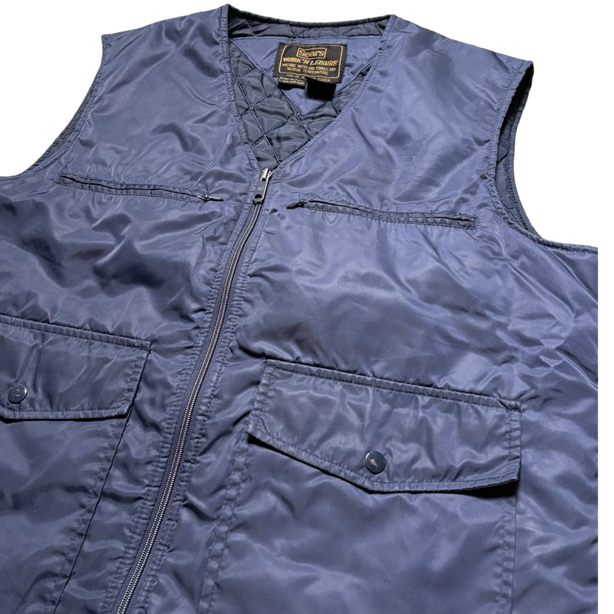 Sears Vintage Sears Work'N Leisure Navy Nylon Poly Vest Men's L Size US L / EU 52-54 / 3 - 2 Thumbnail