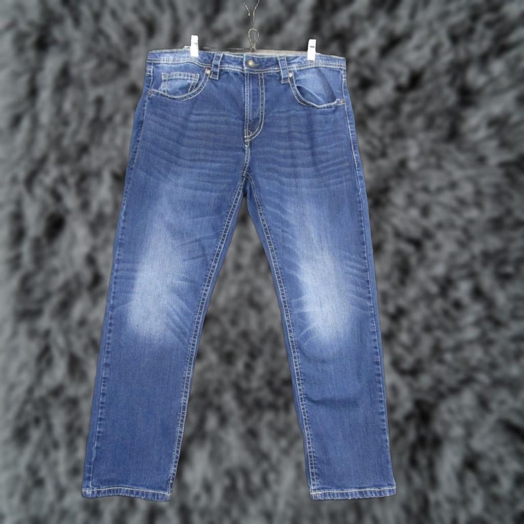 Vintage TK Axel Jeans Mens 36x30 Blue Athletic Fit Stretch Whiskered Contrast Stitch Size US 36 / EU 52 - 1 Thumbnail