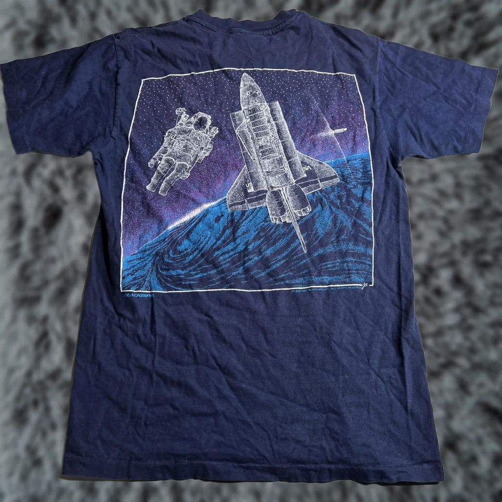 Hanes VINTAGE NASA Johnson Space Center Shirt Mens Medium Blue Hanes Beefy-T 1983 Space Shuttle Astronaut Graphic Tee Size US M / EU 48-50 / 2 - 1 Thumbnail