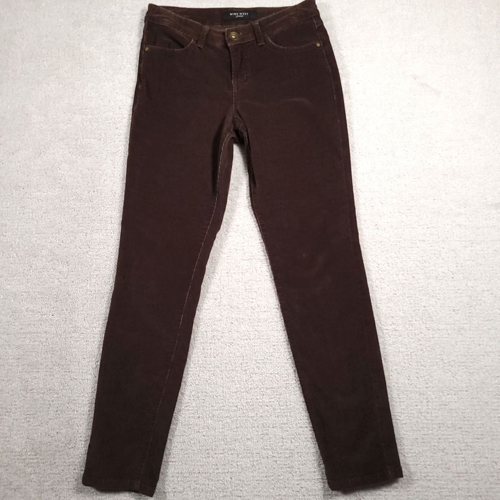 Nine West Nine West Corduroy Pants Jegging Cotton Stretch Straight Leg Women's 4 26 Brown Size 27" / US 4 / IT 40 - 2 Thumbnail
