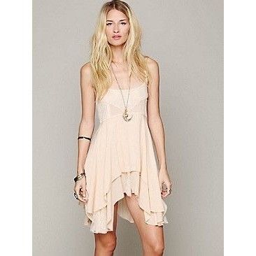 Free People RARE Free People Pieced Together Mini Slip Dress Tunic | Gru Size L / US 10 / IT 46 - 1 Thumbnail