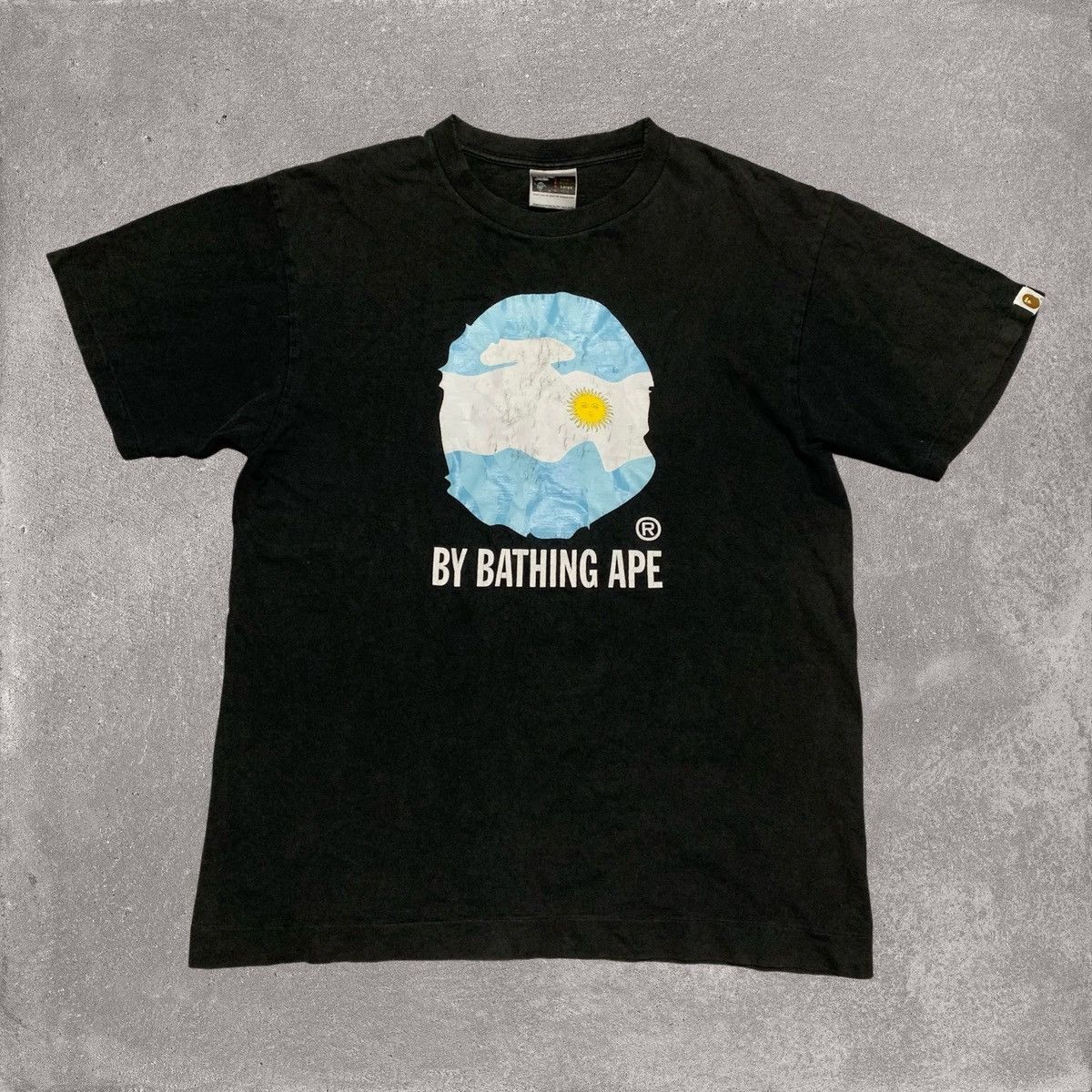 Bape Bape Large Argentina Flag Ape Head Black Tee Vintage 90s Size US L / EU 52-54 / 3 - 1 Thumbnail