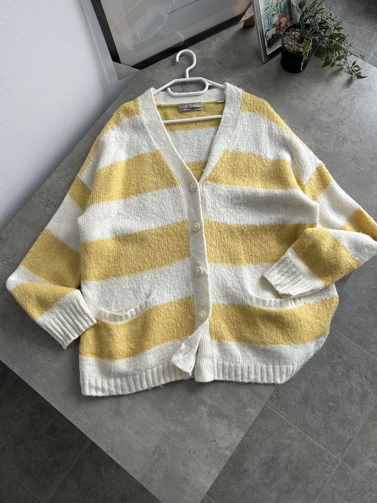 Allsaints AllSaints Lou Cardigan Yellow / Cream Wool Size M / US 6-8 / IT 42-44 - 6 Thumbnail