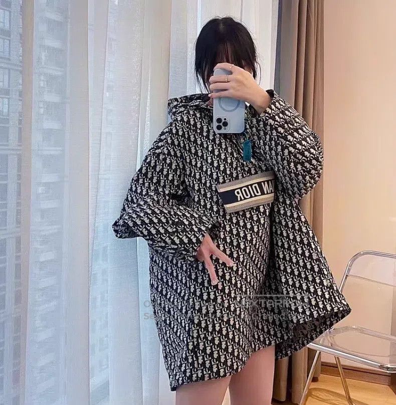 Dior Dior Dark blue logo jacquard full-print hooded half-zipper Size XS / US 0-2 / IT 36-38 - 8 Thumbnail