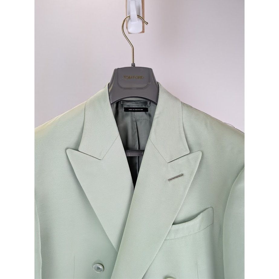 Tom Ford o1rshd1 Double Breasted Jacket in Light Green Size US M / EU 48-50 / 2 - 6 Thumbnail