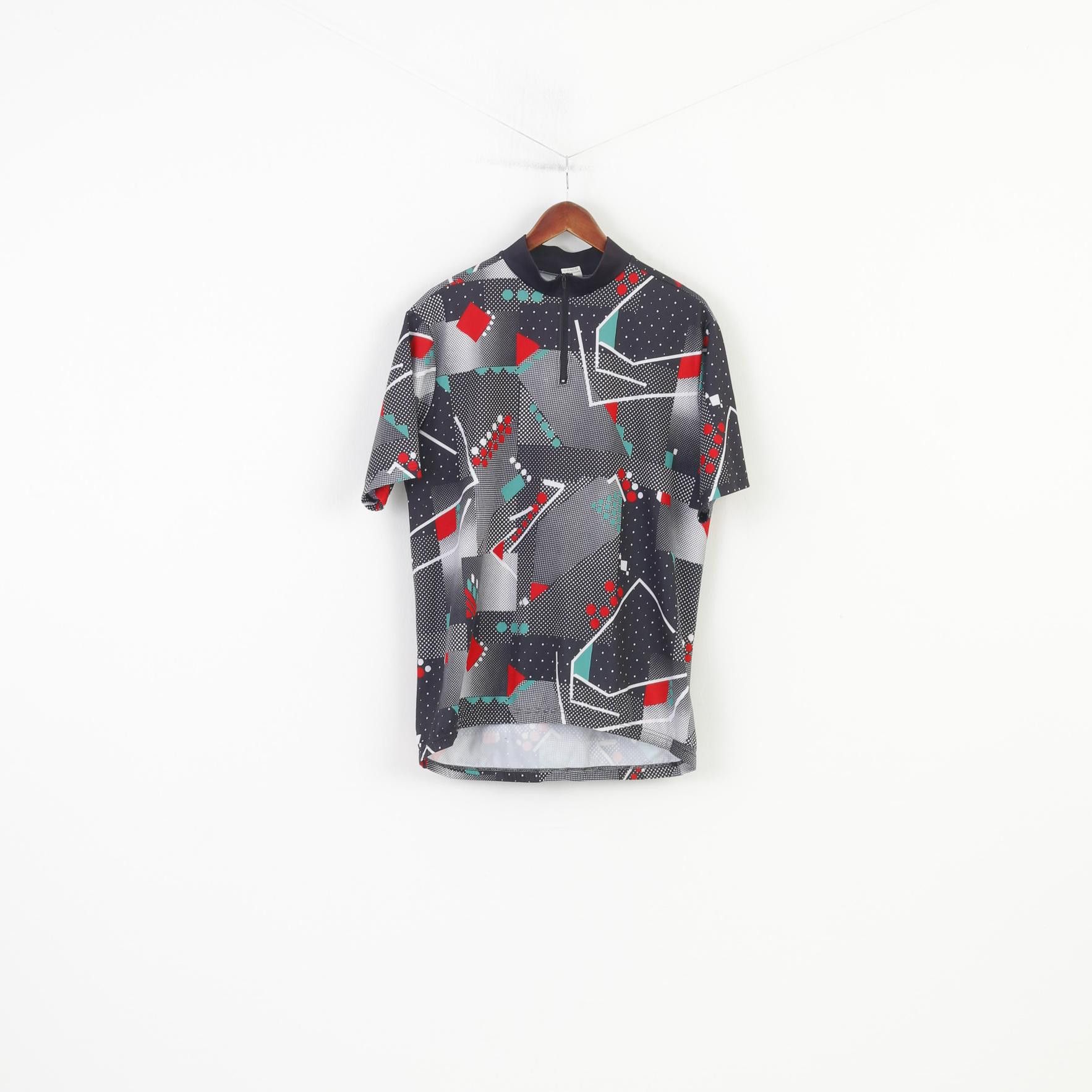 Vintage Vintage Men L Cycling Shirt Black Geometric Print 4133 Size US L / EU 52-54 / 3 - 1 Thumbnail