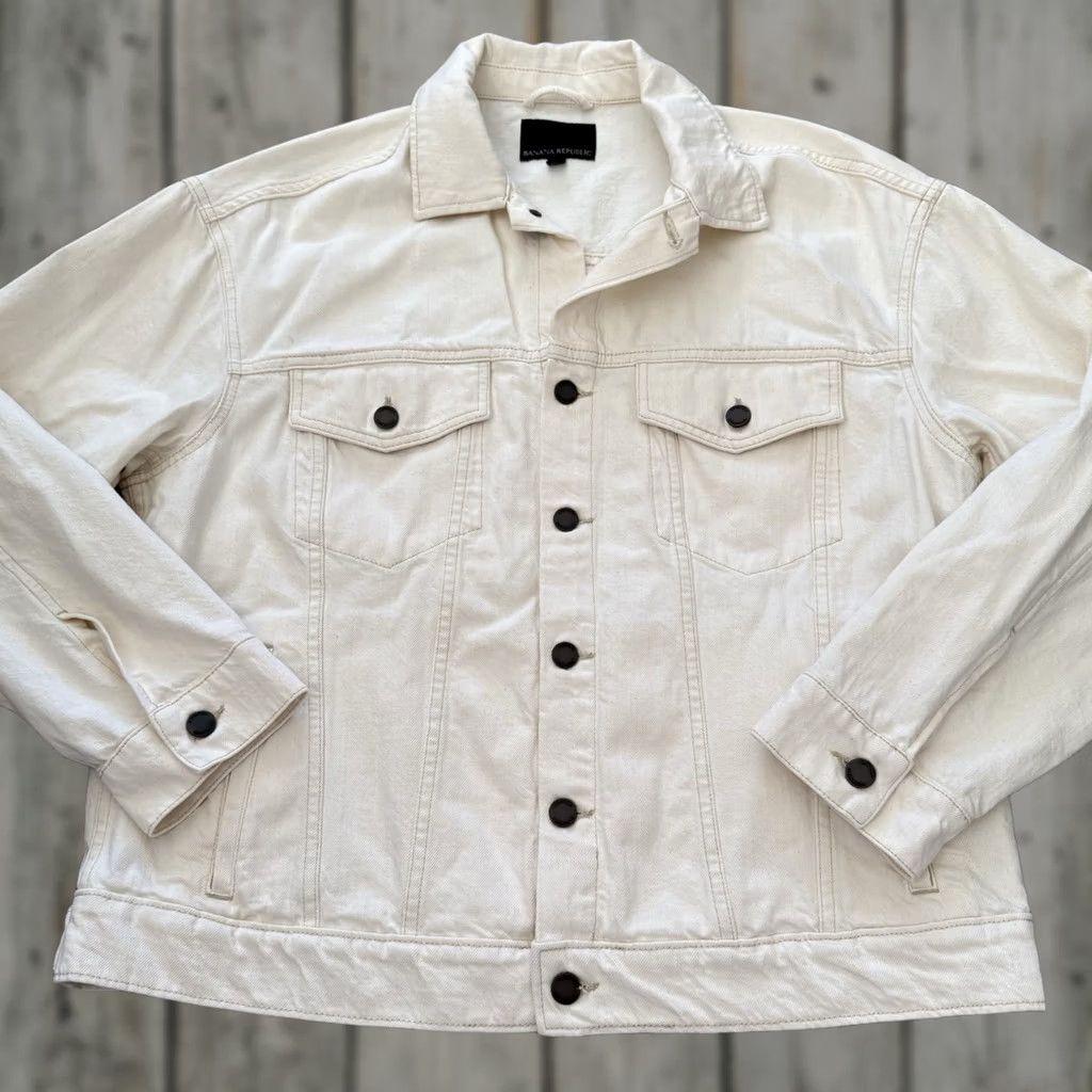 Banana Republic VINTAGE Banana Republic Trucker Jacket Mens L Relaxed Denim Pockets 80s 90s Western Grunge Modern Size US 33 - 1 Thumbnail