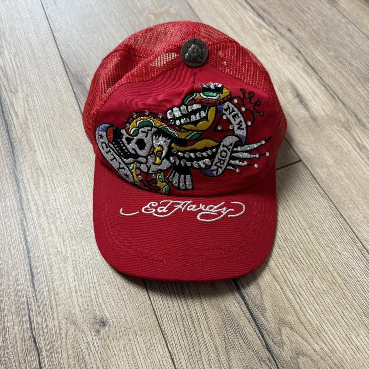 Ed Hardy × Vintage 2000's Ed Hardy Bedazzle Tiger Camo Trucker Hat