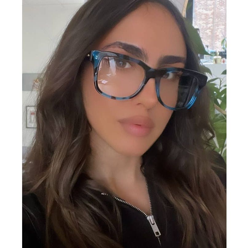 image of New Gucci Gg1332O Blue Havana Square Eyeglass Frames in Black, Men's