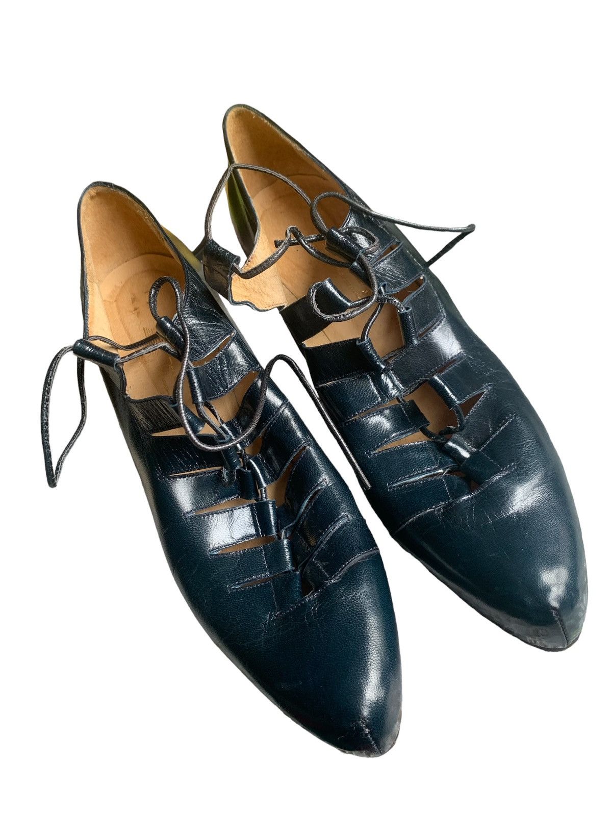 Other Blue leather laced heels Size US 8.5 / IT 38.5 - 1 Thumbnail