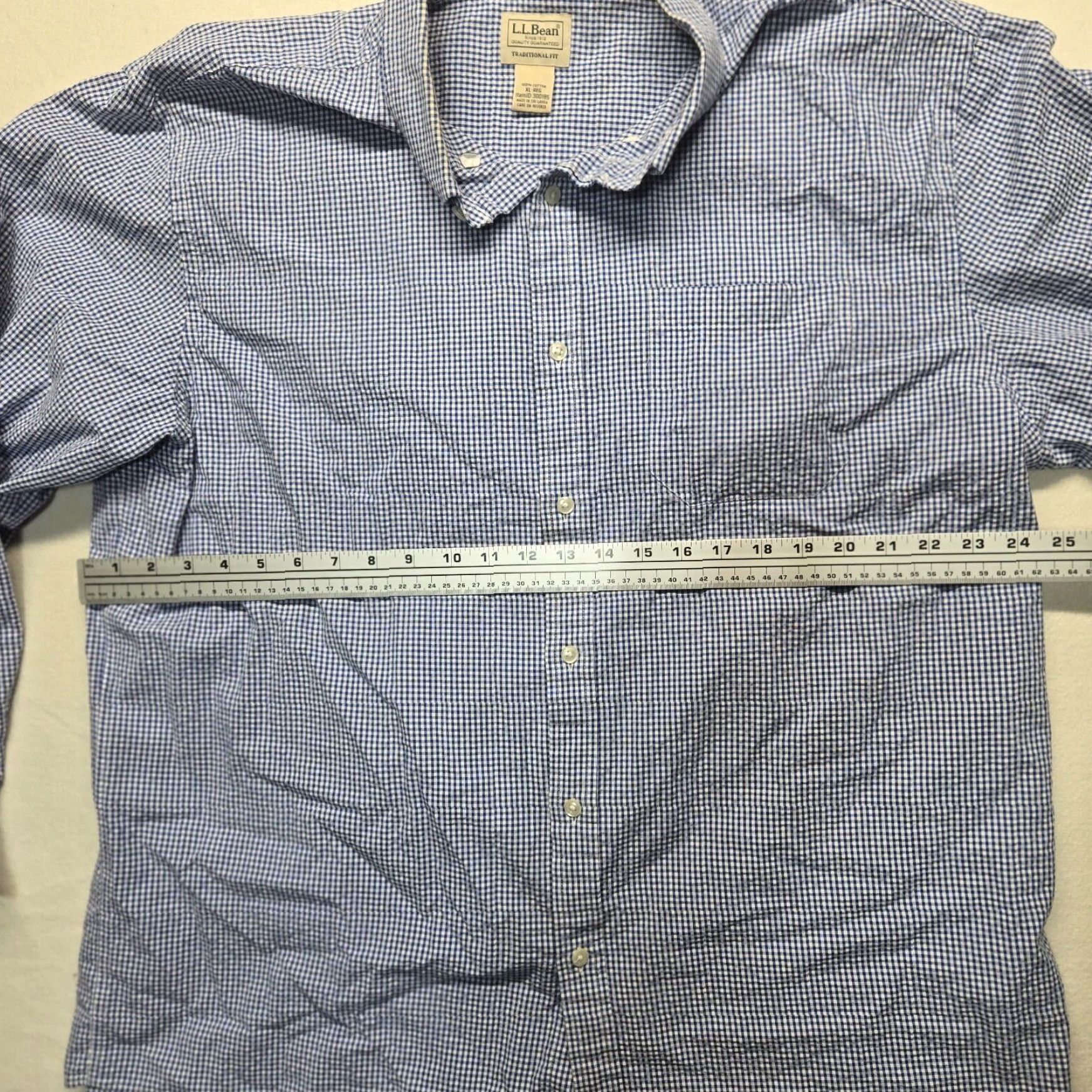 Vintage L.L. Bean Men's Regular Fit Button-Up Shirt Blue Check XL Long Sleeve 100% Cotton Size US XL / EU 56 / 4 - 4 Thumbnail
