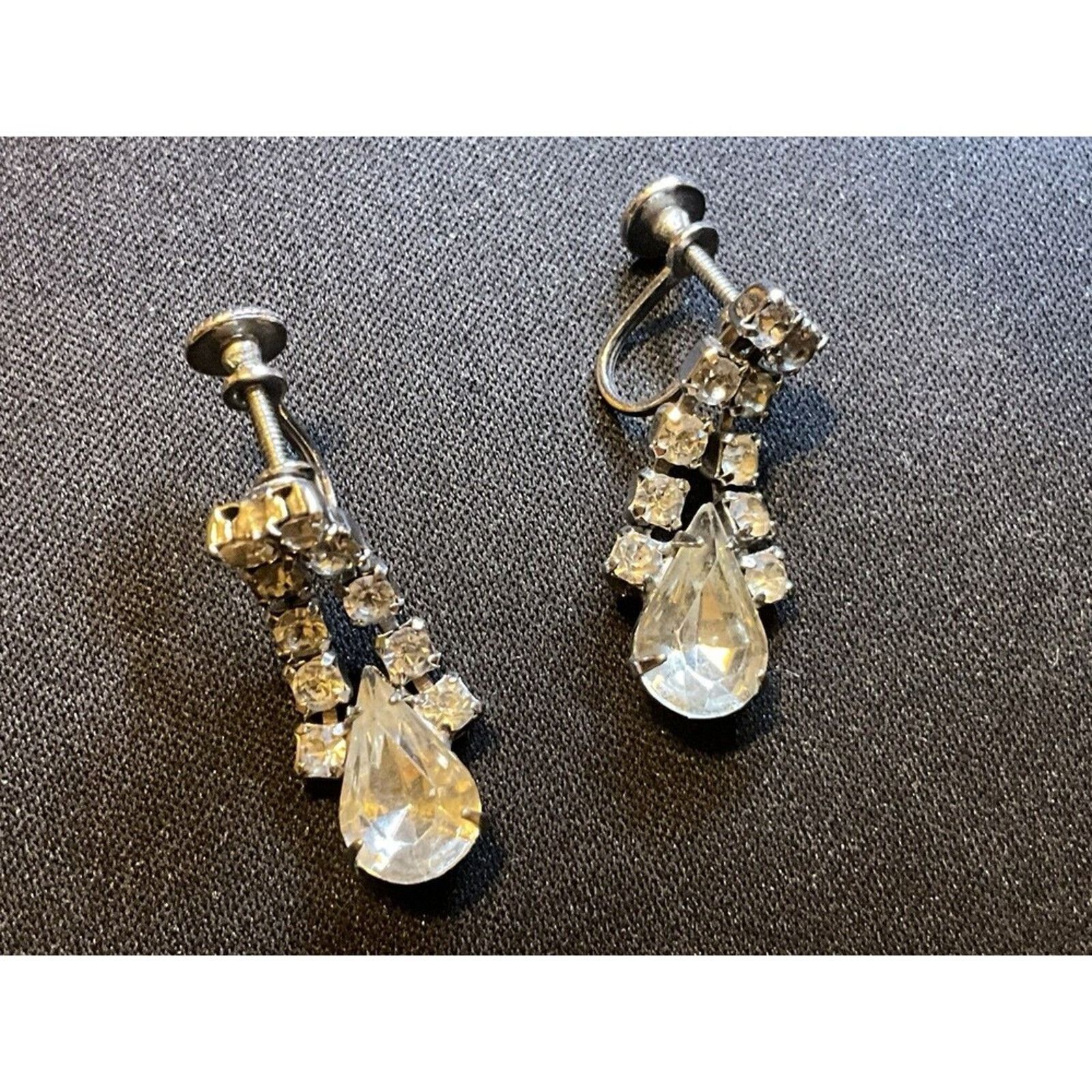 Other Vintage Crystal Dangle Earrings Screw Backs Size ONE SIZE - 2 Thumbnail