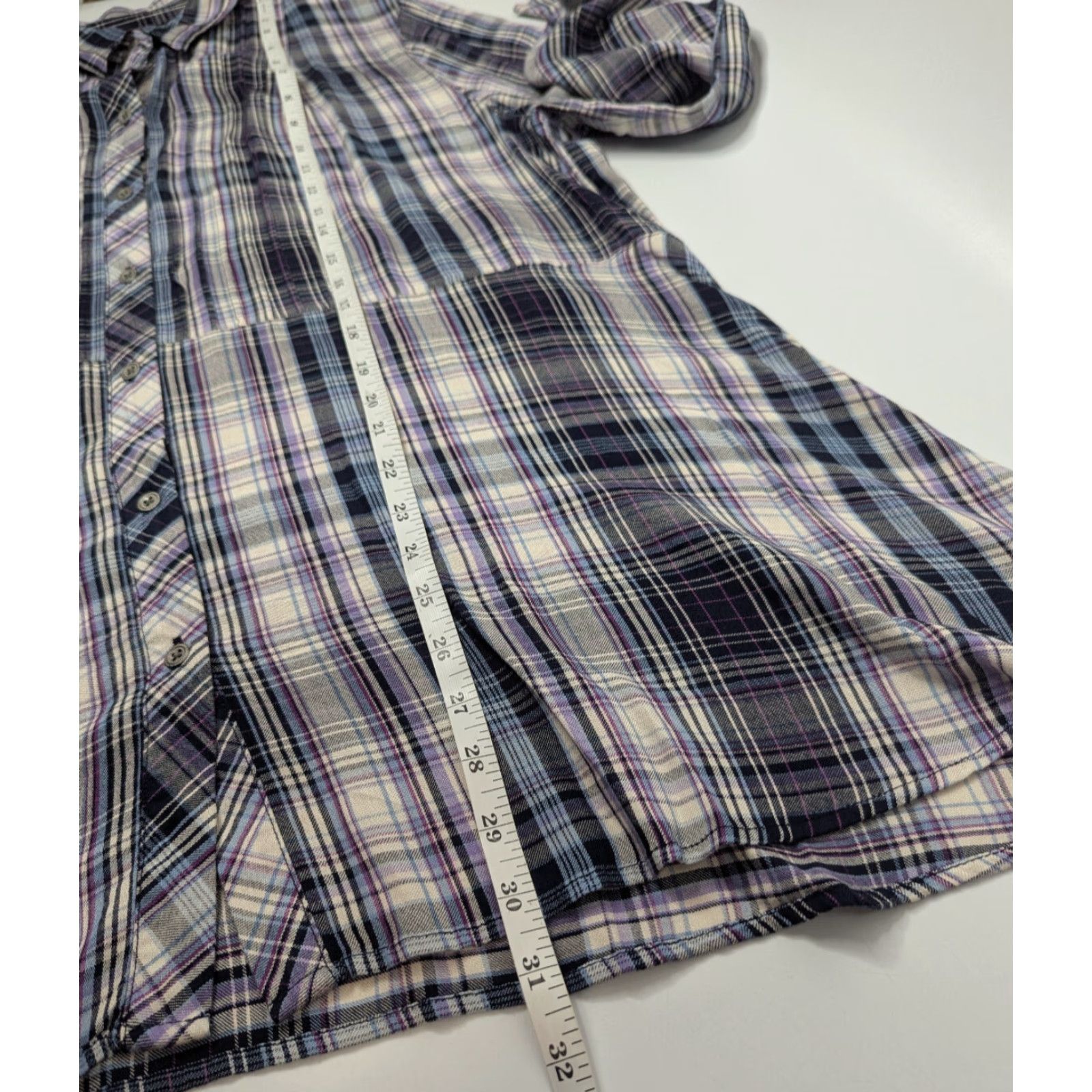 J. Jill J. Jill Tunic Shirt XL Black Purple Button Up Long Sleeve Boho Soft Summer Rayon Size XL / US 12-14 / IT 48-50 - 5 Thumbnail
