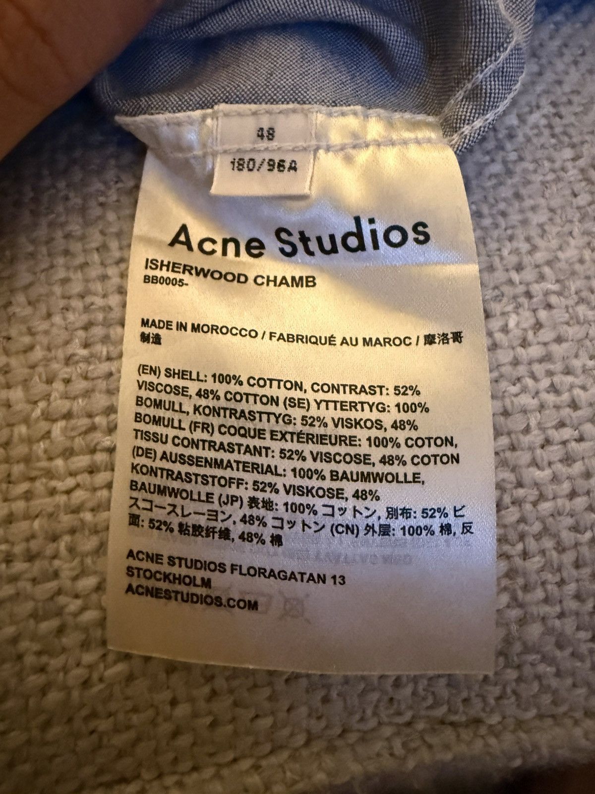 Acne Studios Acne Studios Isherwood Chamb Button-Down — Blue Chambray Size US M / EU 48-50 / 2 - 9 Thumbnail