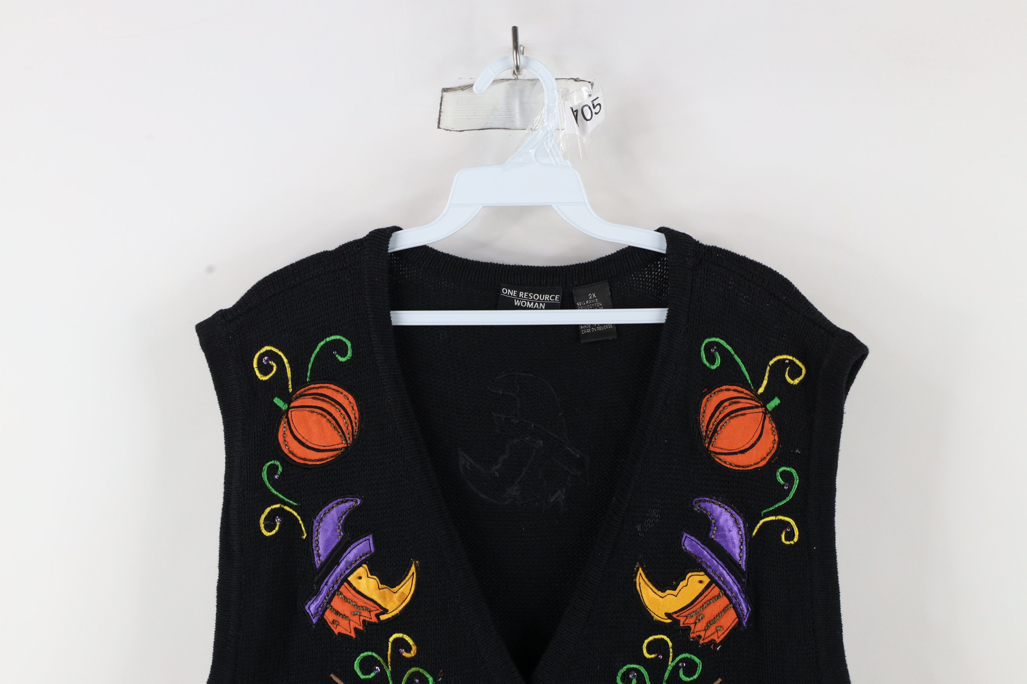 Vintage Vintage 90s Streetwear Witch Bat Cardigan Sweater Vest Black Size XXL / US 16-18 / IT 52-54 - 2 Thumbnail