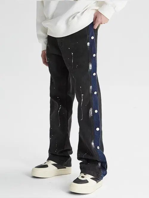 Jean Vintage Side-Breasted Splattered Street Jeans Size US 32 / EU 48 - 4 Thumbnail