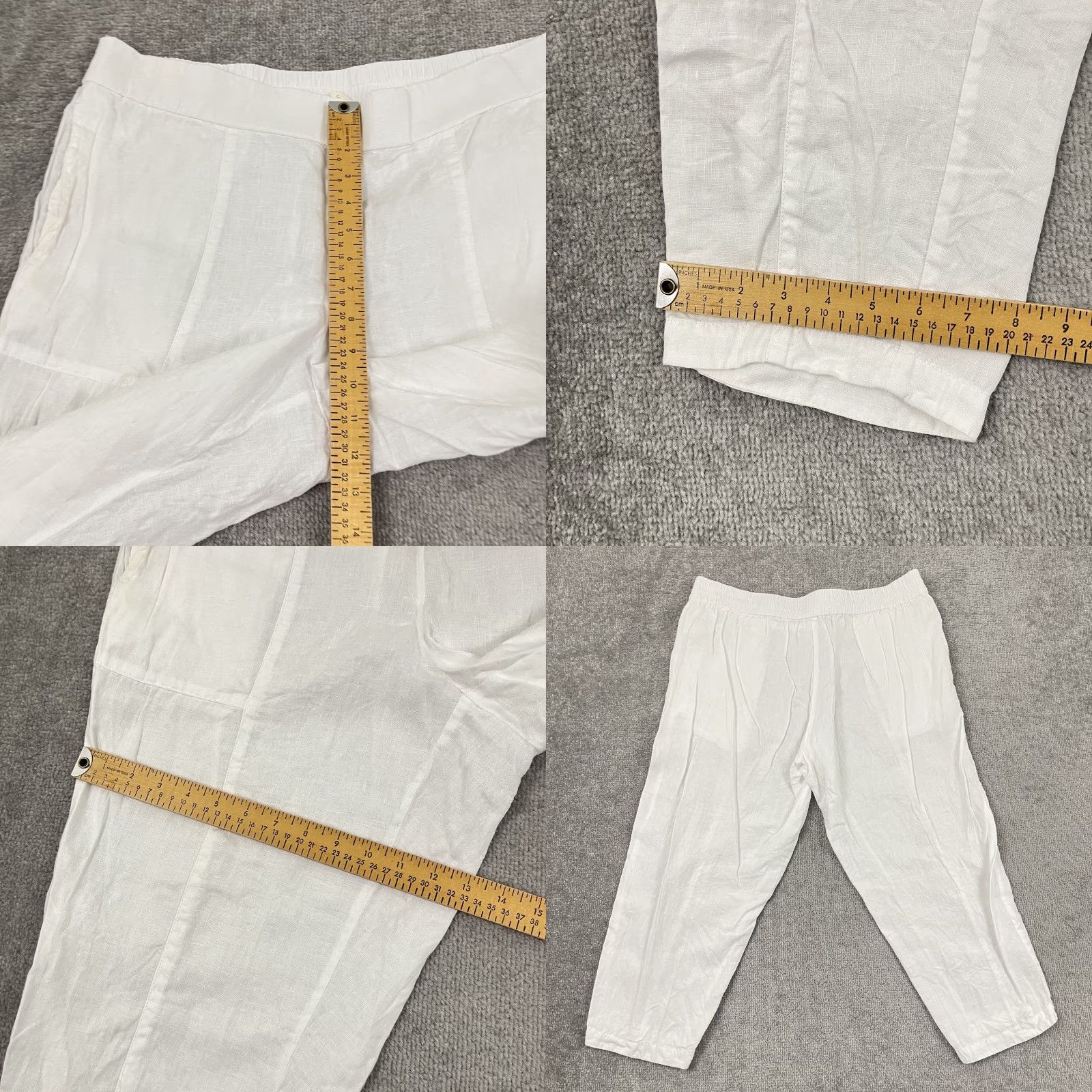 Eileen Fisher Eileen Fisher White Linen Cropped Pants Womens Large 24" Pull On Tapered Office Pockets Size 36" / US 14 / IT 50 - 8 Thumbnail