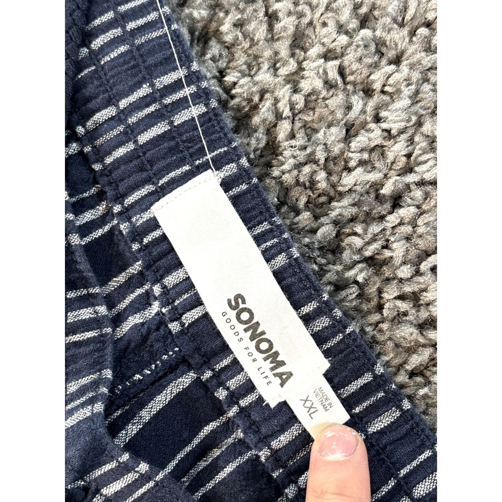 Vintage VINTAGE Sonoma Linen Pants Women's 2XL Blue Striped Wide Relaxed Beach Lounge Pants Women Blue Striped Linen 2XL Beach Relaxed Chino Girls? Size 40" / US 18 - 5 Thumbnail