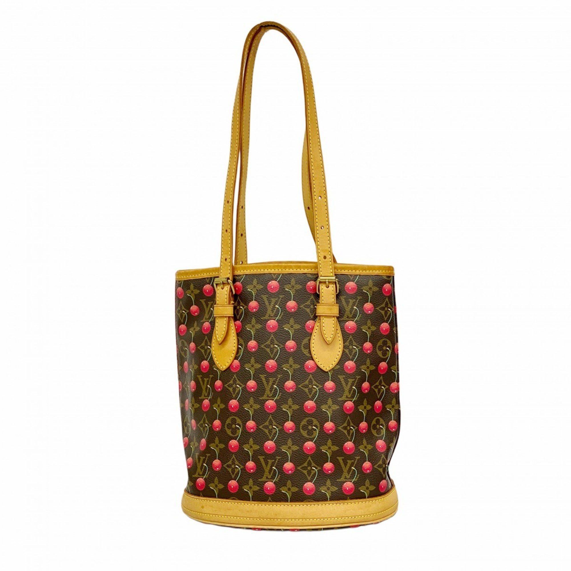 Louis Vuitton Tote Bag Monogram Cherry Bucket Pm M95012 Brown Red Takashi Murakami Collaboration Women's