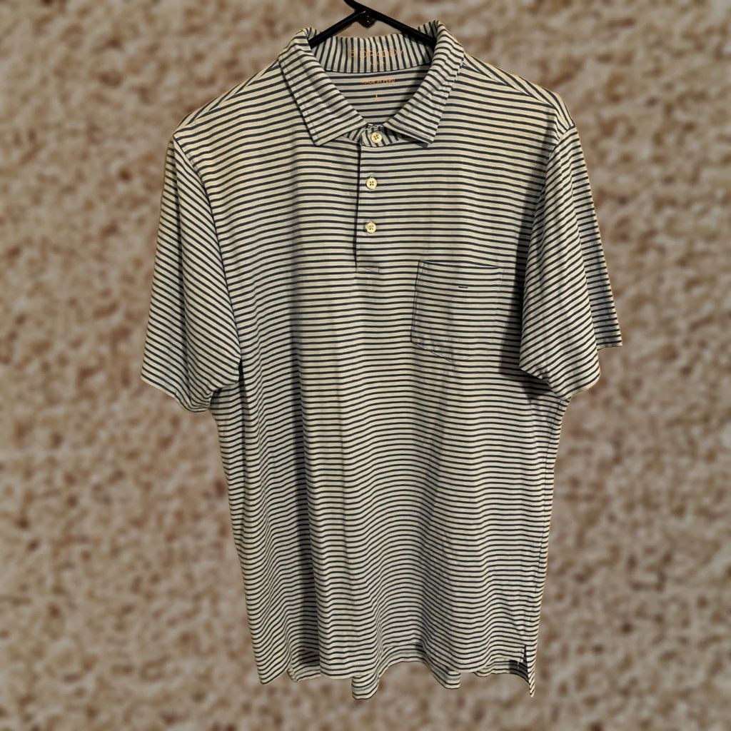 Vintage B Draddy USA Blue Striped Pima Athletic Golf Polo Shirt Men's Large Size US L / EU 52-54 / 3 - 1 Thumbnail