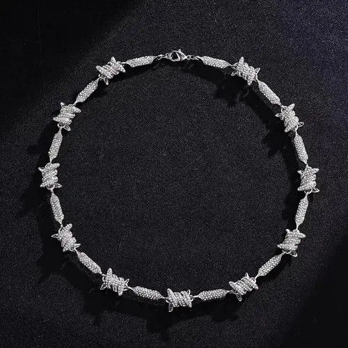 Other 18" 18mm Barbed Wire Thorn Link Chain Choker Necklace🔥🔥🔥 Size ONE SIZE - 1 Thumbnail