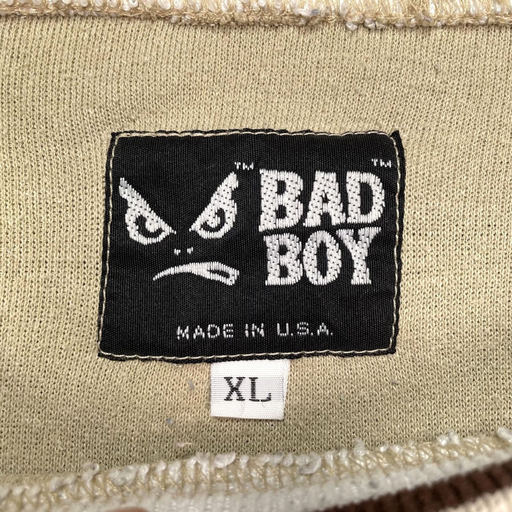Logo 7 Vintage Bad Boy Shirt Mens XL Beige Ringer Crewneck Logo Knit Tee Made USA 90s Size US XL / EU 56 / 4 - 2 Thumbnail